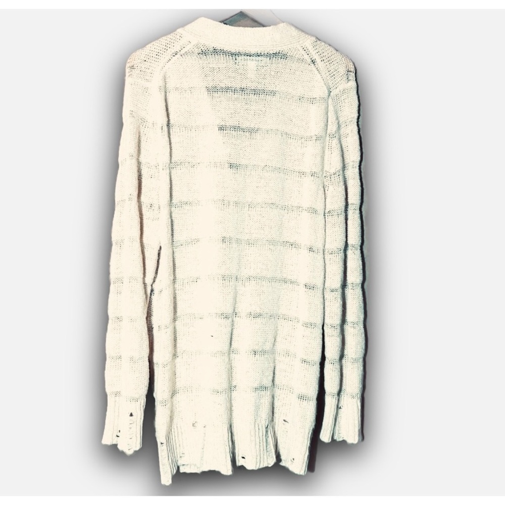 Cream Cable Knit Button Down Cardigan Oversized - Picture 3 of 9